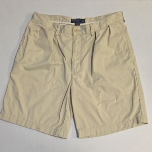 Polo by Ralph Lauren Light Beige Pleated Tyler Chino Shorts Size 34